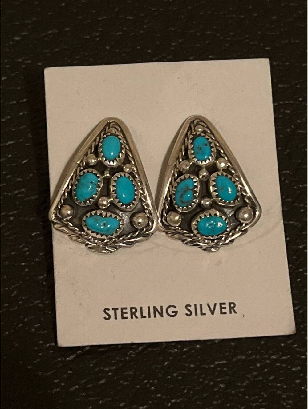Navajo handmade sterling silver turquoise earrings